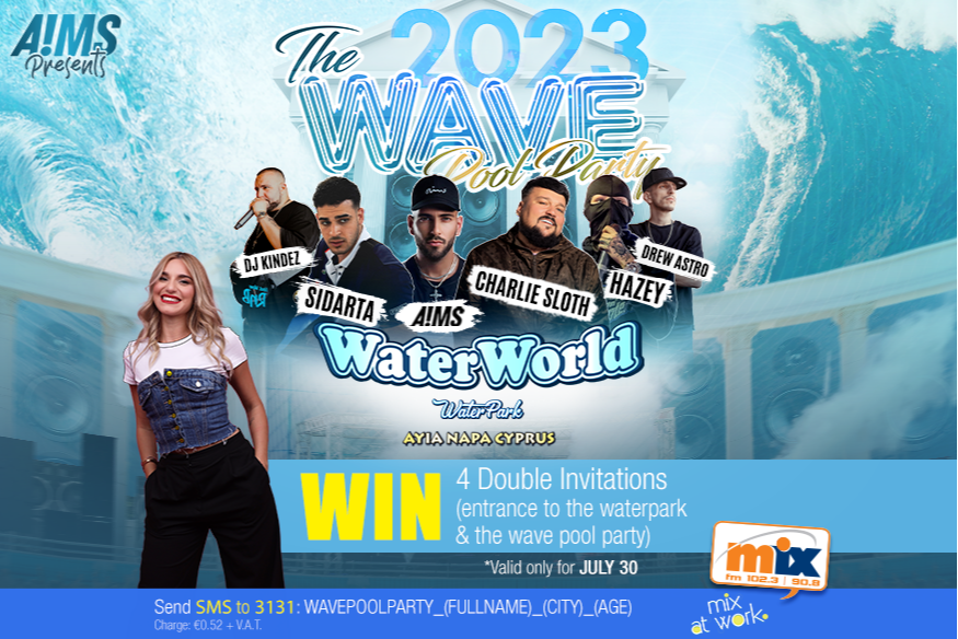 Enter to win invitations for Water World Wave Party Mix FM Radio Cyprus